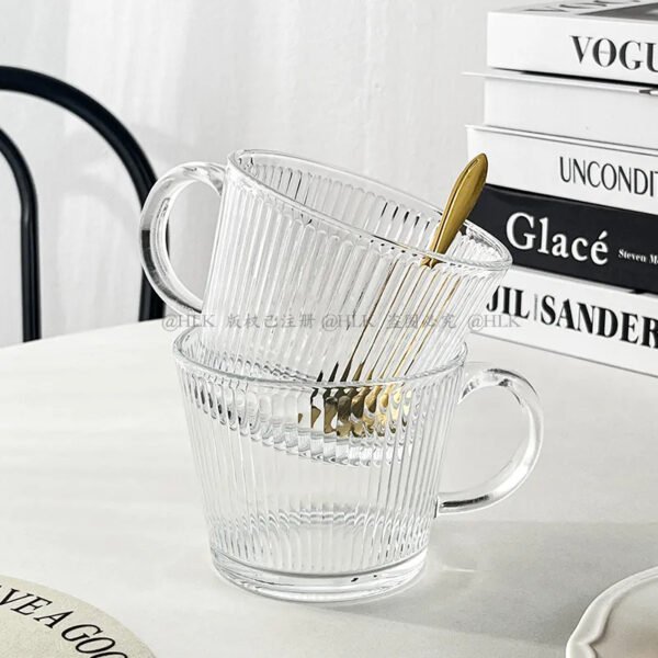 Large Capacity Glass Cup Bowl with Handle and Spoon – Ideal for Milk, Yogurt, Fruit, Breakfast, and Coffee - 图片 3