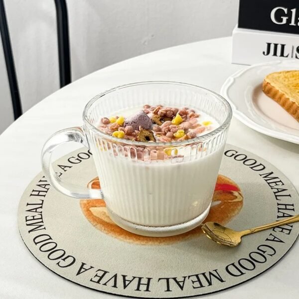 Large Capacity Glass Cup Bowl with Handle and Spoon – Ideal for Milk, Yogurt, Fruit, Breakfast, and Coffee
