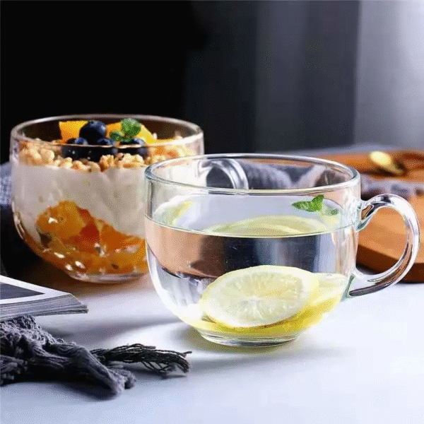Large Capacity Japanese Glass Mug with Lid & Spoon – Breakfast Cup for Milk, Juice, Oatmeal, or Coffee - 图片 2