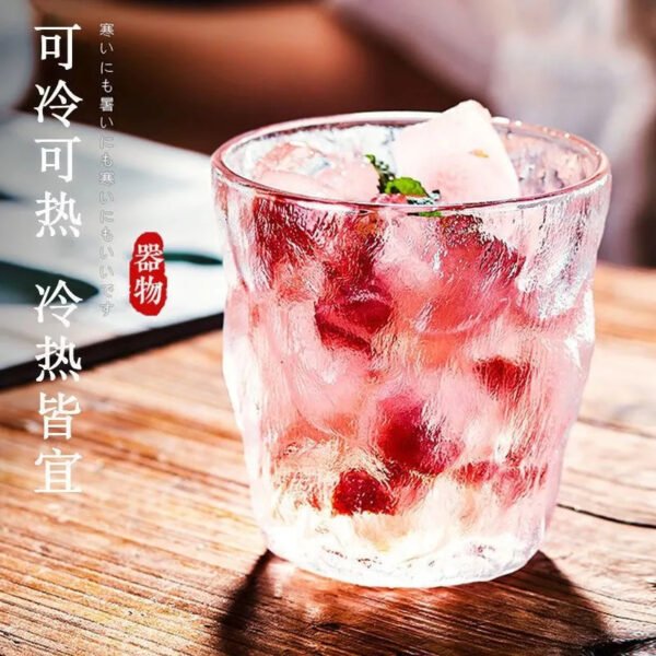 Glacier-Pattern Glass Cup – Stylish New Design for Home Use, Perfect for Water, Juice, Coffee, and Wine - 图片 3