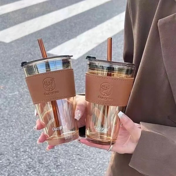 Deer Glass Cup – INS-Style Large-Capacity Straw Cup, Portable and Aesthetic for Students, Women, and Couples - 图片 4
