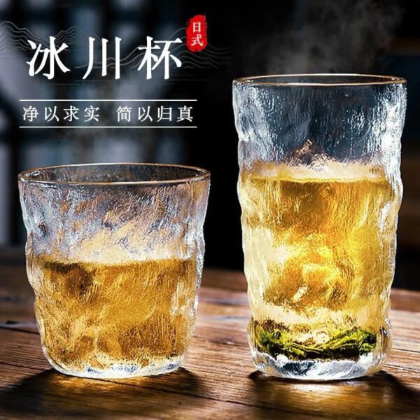 Glacier-Pattern Glass Cup – Stylish New Design for Home Use, Perfect for Water, Juice, Coffee, and Wine