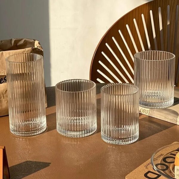 INS-Style Striped Glass Cup – Ideal for Iced Americano, Latte, Juice, Cold Drinks, Milk, and Water - 图片 2