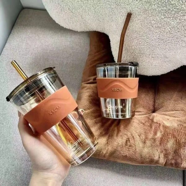 Deer Glass Cup – INS-Style Large-Capacity Straw Cup, Portable and Aesthetic for Students, Women, and Couples - 图片 5