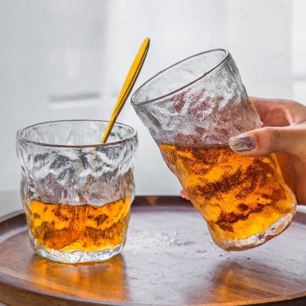 Glacier-Pattern Glass Cup – Stylish New Design for Home Use, Perfect for Water, Juice, Coffee, and Wine - 图片 4