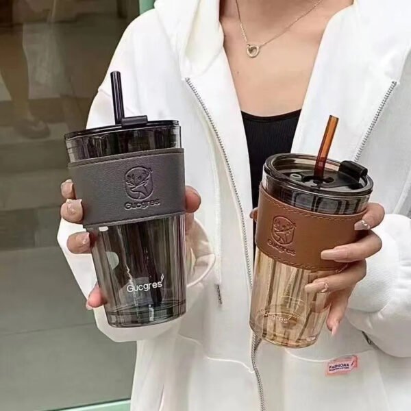 Deer Glass Cup – INS-Style Large-Capacity Straw Cup, Portable and Aesthetic for Students, Women, and Couples